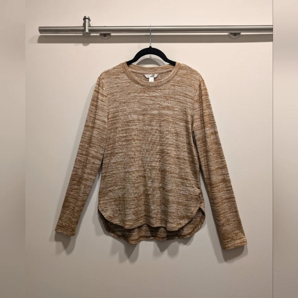 Banana Republic Tops - Tan Soft Long Sleeve Luxespin High-Low Shirt Size Small